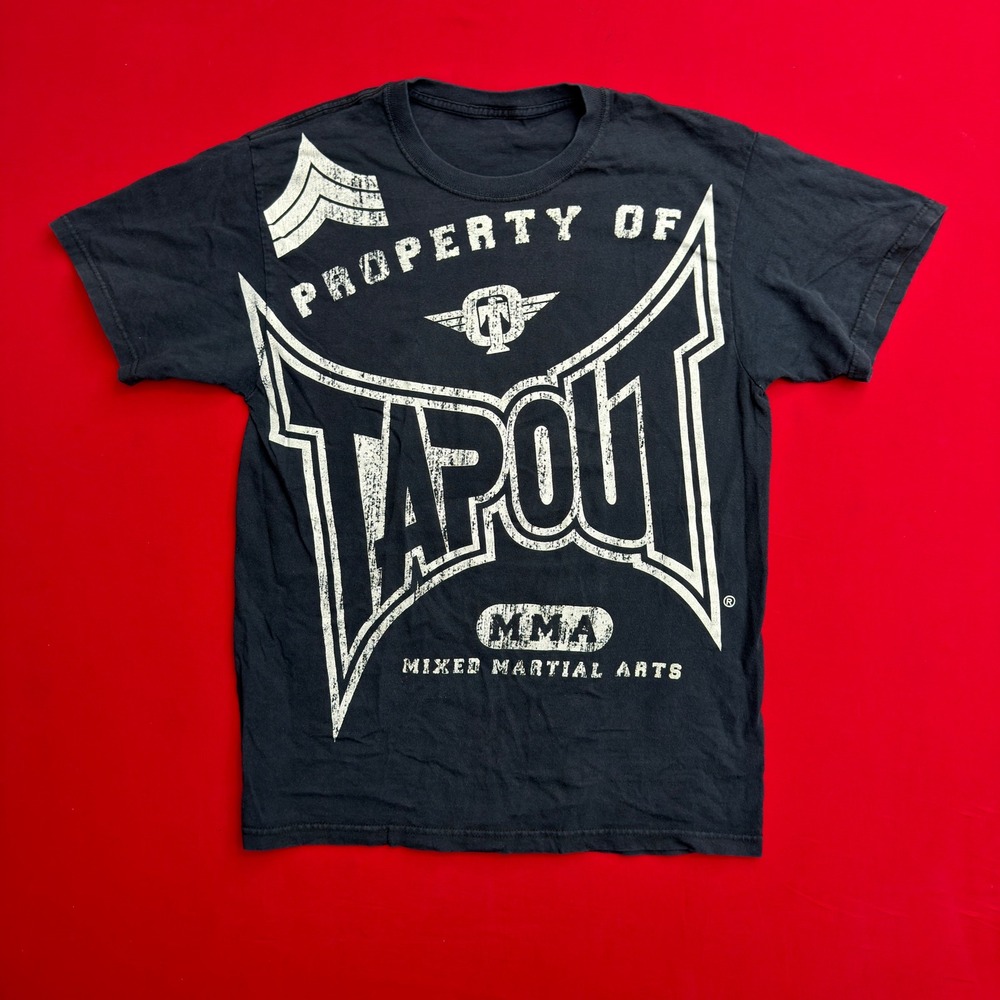 VTG Y2K Tapout MMA T-Shirt Mens Small Black Mixed Martial Arts UFC Graphic Tee